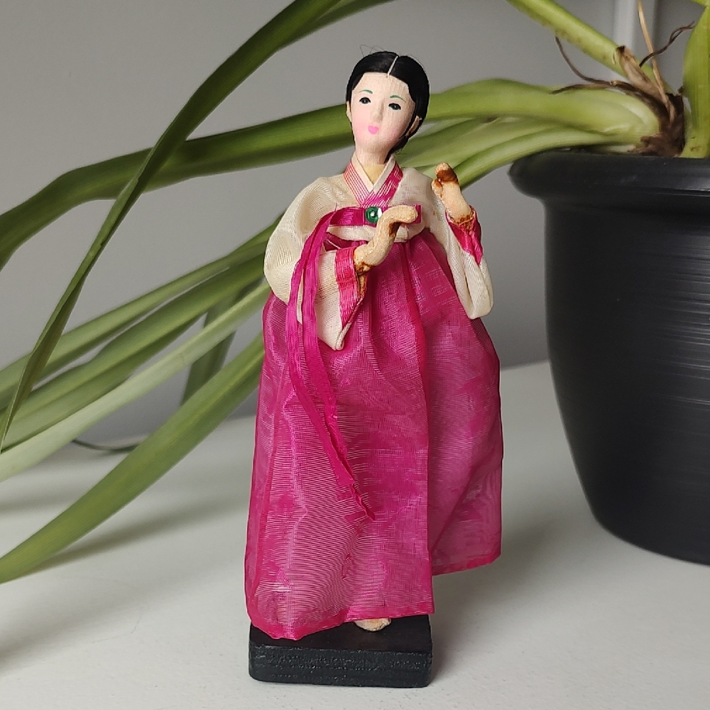 Vintage Doll On Wooden Base